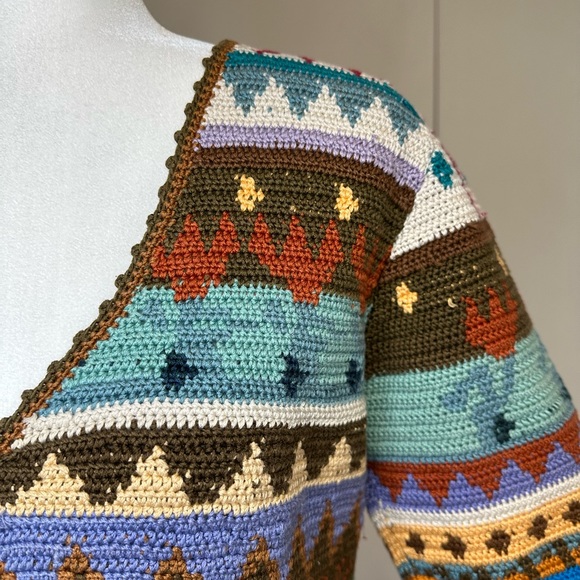 Peruvian Connection Sweater Art to Wear Pima Cotton Cardigan Size Medium - Picture 4 of 9